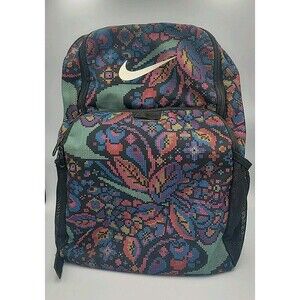Nike Brasilia Printed Clean Multicolor Backpack Authentic School Pre Owned